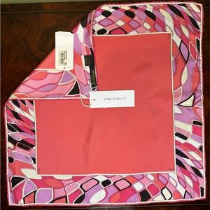 Emilio Pucci Riflessi 100% Silk Pink Pocket Square